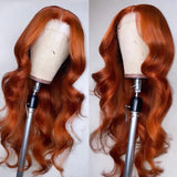 #350 Orange Ginger  13x4  Transparent Frontal Lace Wig Body Wave Color Wig