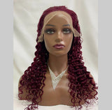 99J 13x4 Transparent Frontal Lace Wig Deep Wave Color Wig